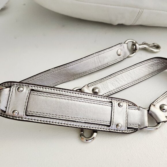 Coach Ashley White & Silver Carryall Shoulder Bag Handbag - Picture 5 of 16